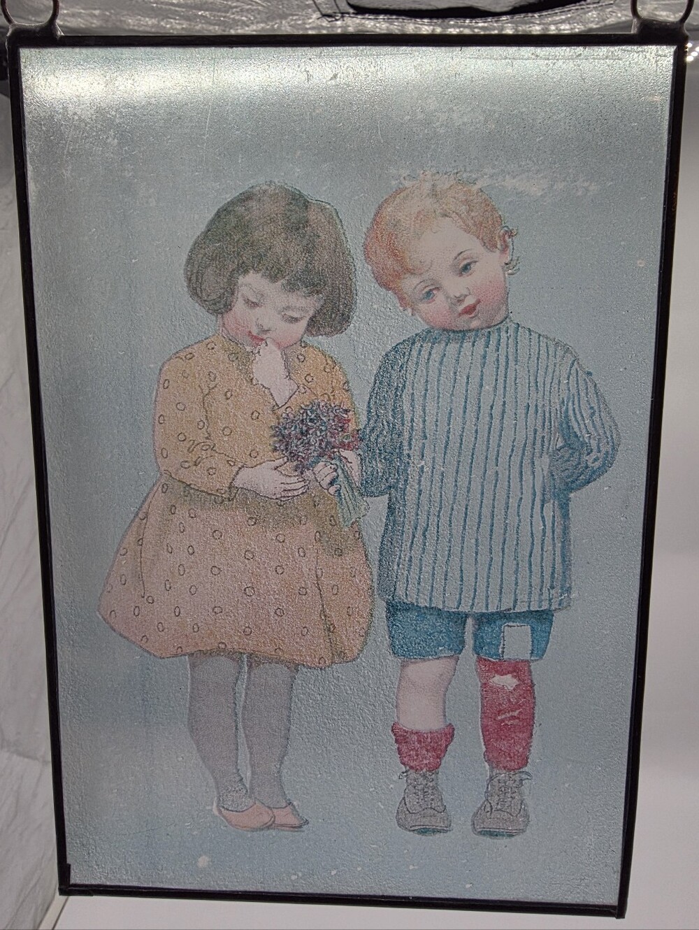Set Of 2 Sweet Vintage Window Suncatcher Or Wall Art